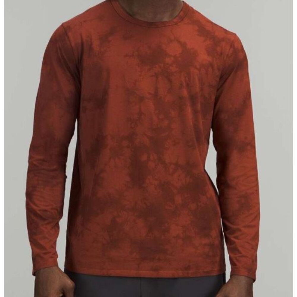 Lululemon The Fundamental Long Sleeve Shirt Top mens M orange tie dye